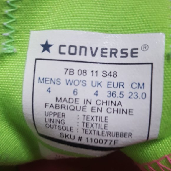 VINTAGE CONVERSE ALL STAR COLOR: BRIGHT YELLOW, GREEEN THE LACES HOT PINK. - Picture 2 of 10